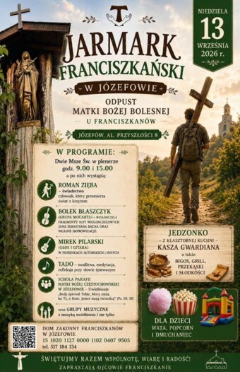 Plakat: Jarmark Franciszkański w Józefowie, 13 września 2026